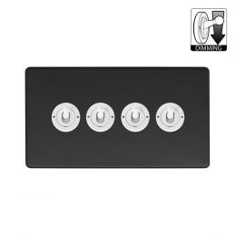 Soho Lighting Fusion Matt Black & White 4 Gang Dimming Toggle Switch