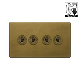 Soho Lighting Old Brass 4 Gang Dimming Toggle Switch