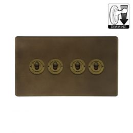 Soho Lighting Vintage Brass 4 Gang Dimming Toggle Switch