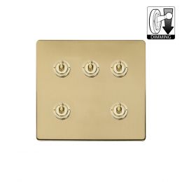 Soho Lighting Brushed Brass 5 Gang Dimming Toggle Switch