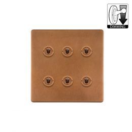 Soho Lighting Antique Copper 6 Gang Dimming Toggle Switch