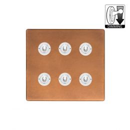 Soho Lighting Fusion Antique Copper & White Metal 6 Gang Dimming Toggle Switch
