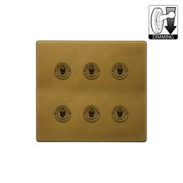 Soho Lighting Old Brass 6 Gang Dimming Toggle Switch