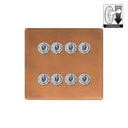 Soho Lighting Fusion Antique Copper & Brushed Chrome 8 Gang Dimming Toggle Switch