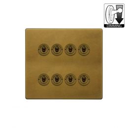 Soho Lighting Old Brass 8 Gang Dimming Toggle Switch