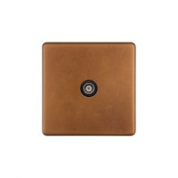 Soho Lighting Antique Copper 1 Gang Co Axial TV Aerial and Satelite Socket