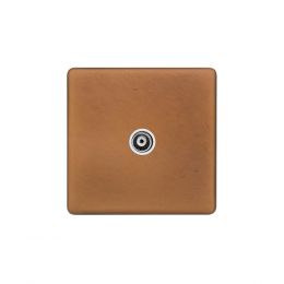 Soho Lighting Antique Copper & White 1 Gang TV Aerial Socket Screwless