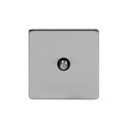 Soho Lighting Brushed Chrome 1 Gang Satellite Socket Blk Ins Screwless