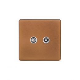Soho Lighting Antique Copper & White TV& Satellite Socket Screwless