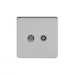 Soho Lighting Brushed Chrome TV And  Satellite Socket Wht Ins Screwless