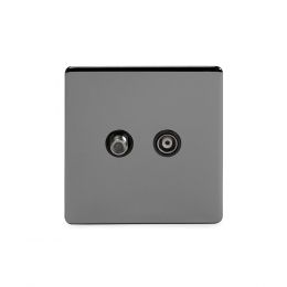 Soho Lighting Black Nickel TV And  Satellite Socket Black Insert Screwless