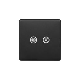 Soho Lighting Matt Black & White TV& Satellite Socket Screwless