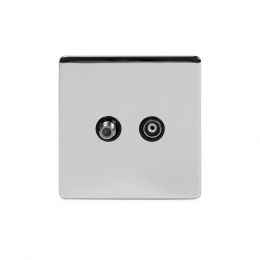 Soho Lighting Polished Chrome TV+ Satellite Socket Blk Ins Screwless