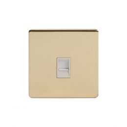 Soho Lighting Brushed Brass 1 Gang Data Socket RJ45 Cat5 Wht Ins Screwless