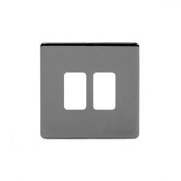 Soho Lighting Black Nickel 2 Gang Grid Plate Screwless