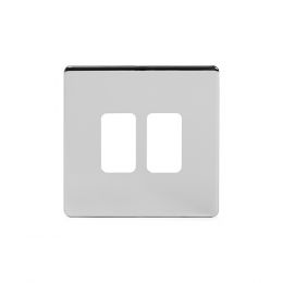 Soho Lighting Polished Chrome 2 Gang Grid Plate Screwless