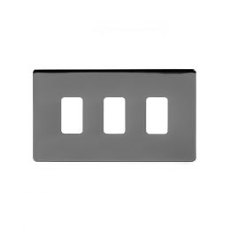 Soho Lighting Black Nickel 3 Gang Grid Plate Screwless
