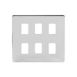 Soho Lighting Polished Chrome 6 Gang Grid Plate Screwless