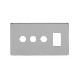 Soho Lighting Brushed Chrome 4 Gang 1RM+3CM Dual Module Grid Switch Plate