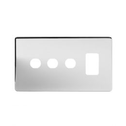 Soho Lighting Polished Chrome 4 Gang 1RM+3CM Dual Module Grid Switch Plate