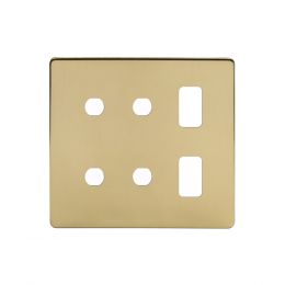 Soho Lighting Brushed Brass 6 Gang 2RM+4CM Dual Module Grid Switch Plate