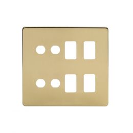 Soho Lighting Brushed Brass 8 Gang 4RM+4CM Dual Module Grid Switch Plate