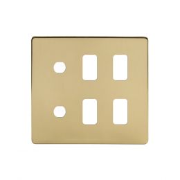 Soho Lighting Brushed Brass 6 Gang 4RM+2CM Dual Module Grid Switch Plate