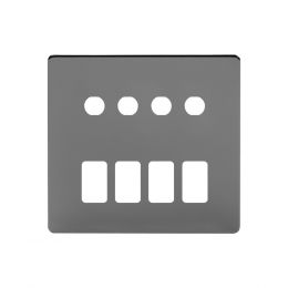 Soho Lighting Black Nickel 8 Gang 4RM+4CM Dual Module Grid Switch Plate