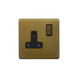 Soho Lighting Old Brass 1 Gang Double Pole Socket Single 13A
