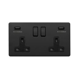 Matt black USB socket