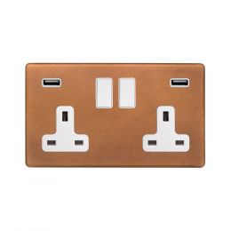 Soho Fusion Antique Copper & White 13A 2 Gang DP USB Socket (USB 4.8amp) Screwless