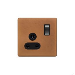 Soho Fusion Antique Copper & Brushed Chrome 5 Amp Socket with Switch Screwless