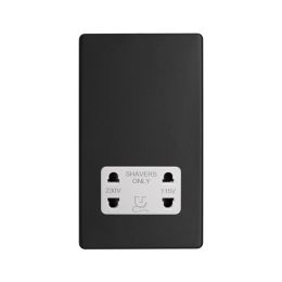 Soho Lighting Matt Black & White Shaver Socket 230/115V Screwless