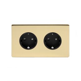 2 Gang Polished Chrome Euro Socket