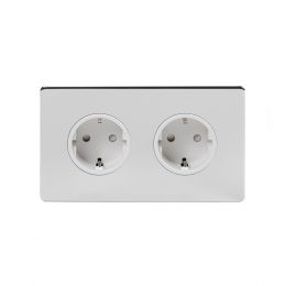 2 Gang Polished Chrome Euro Socket