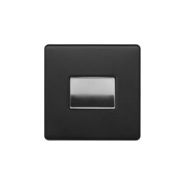 Soho Fusion Matt Black & Brushed Chrome 10A 1 Gang 1 Way 3-Pole Fan Isolator Black Insert Screwless