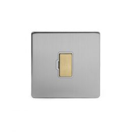 Soho Fusion Brushed Chrome & Brushed Brass 13A Unswitched Fused Connection Unit (FCU) White Inserts Screwless