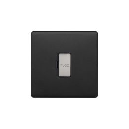 Soho Fusion Matt Black & Brushed Chrome 13A Unswitched Fused Connection Unit (FCU) Black Insert Screwless