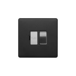 Soho Fusion Matt Black & Brushed Chrome 13A Switched Fused Connection Unit (FCU) Black Insert Screwless
