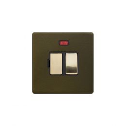 Soho Fusion Bronze with Brushed Brass 13A Double Pole Switched Fused Connection Unit (FCU) With Neon with Screwless 