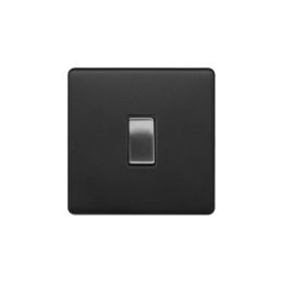 Soho Fusion Matt Black & Brushed Chrome 20A 1 Gang DP Switch Black Insert Screwless