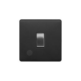 Soho Fusion Matt Black & Brushed Chrome 20A 1 Gang DP Switch Flex Outlet Black Insert Screwless