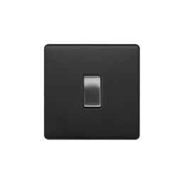 Soho Fusion Matt Black & Brushed Chrome 10A 1 Gang 2 Way Switch Black Insert Screwless