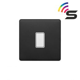Soho Fusion Matt Black & White 1 Gang 150W Smart Rocker Switch