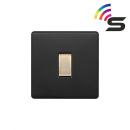 Soho Fusion Matt Black & Brushed Brass 1 Gang 150W Smart Rocker Switch