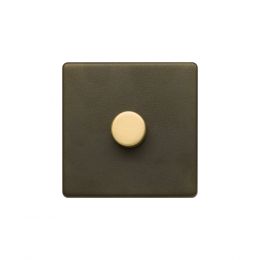 Soho Fusion Bronze & Brushed Brass 1 Gang 2 Way Trailing Dimmer Screwless 100W LED (250w Halogen/Incandescent)