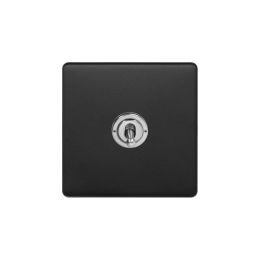 Soho Fusion Matt Black & Brushed Chrome 20A 1 Gang 2 Way Toggle Switch Screwless