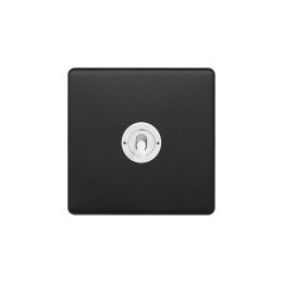 Soho Fusion Matt Black & White 1 Gang Retractive Toggle Switch Screwless