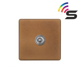 Soho Fusion Antique Copper & Brushed Chrome 1 Gang 150W Smart Toggle Switch