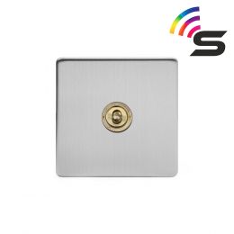 Soho Fusion Brushed Chrome & Brushed Brass 1 Gang 150W Smart Toggle Switch